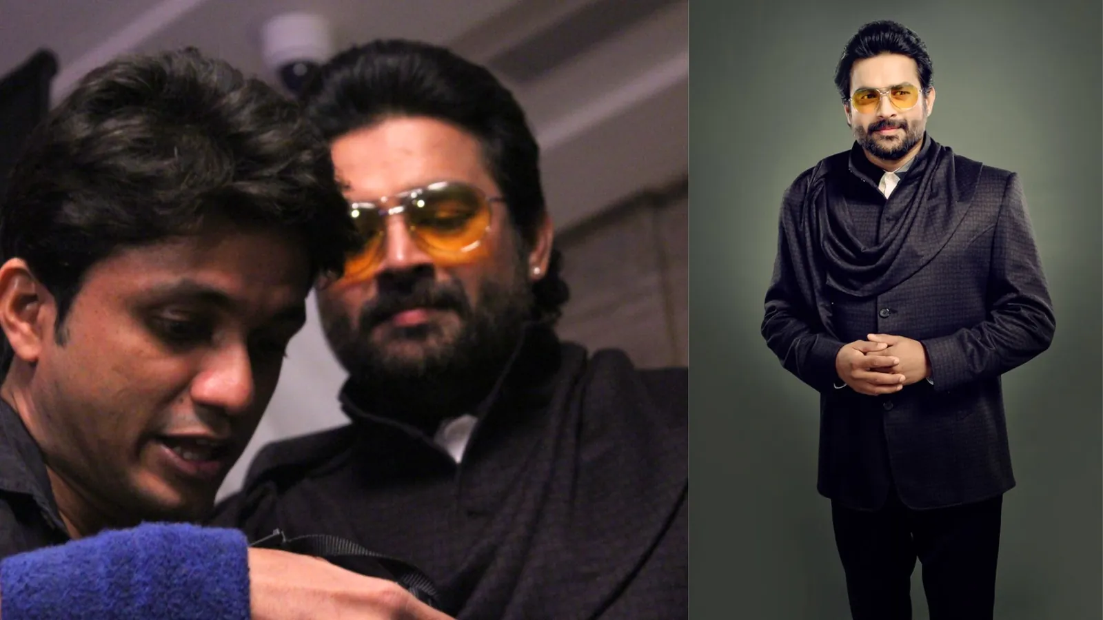 Mentor Viraj S. on a shoot with actor R. Madhavan